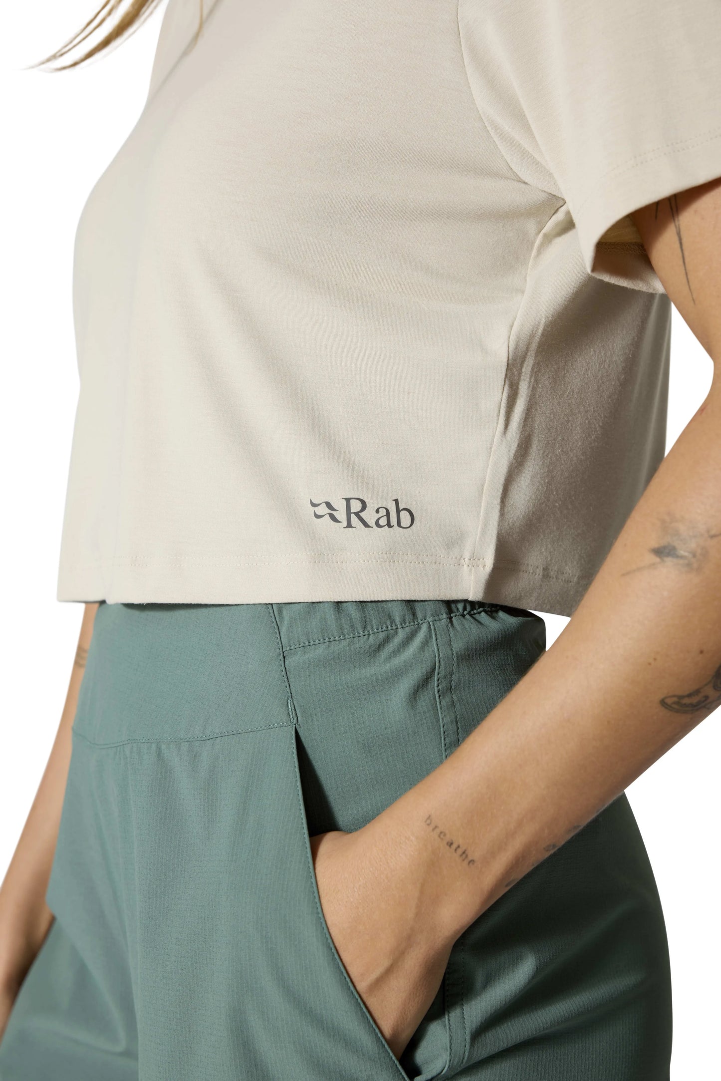 Rab Rivelin Crop Tee Wmns Pebble / 16/XL